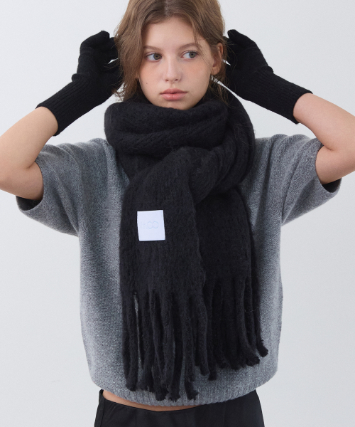 palette knit muffler (black)
