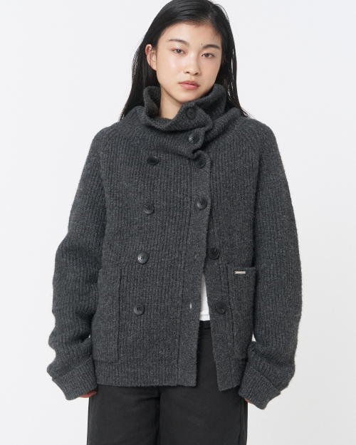 Double button bold knit CHARCOAL