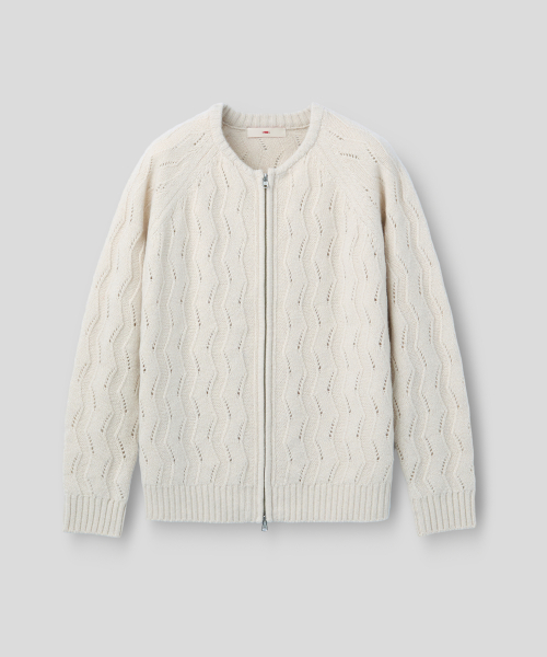 WAVY ZIP CARDIGAN (IVORY)