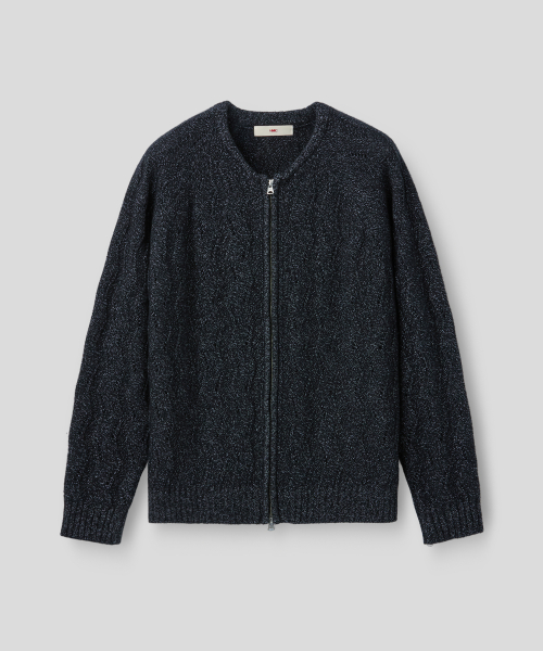 WAVY ZIP CARDIGAN (BLACK)