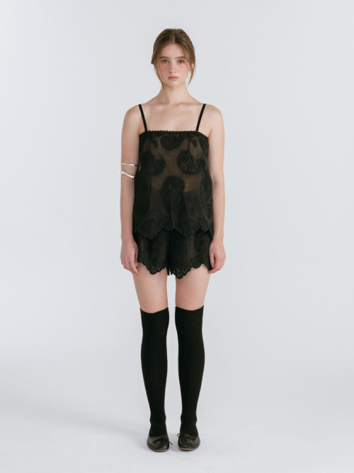 PAISLEY SEE-THROUGH SHORTS / BLACK