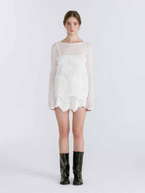 PAISLEY SEE-THROUGH SHORTS / IVORY