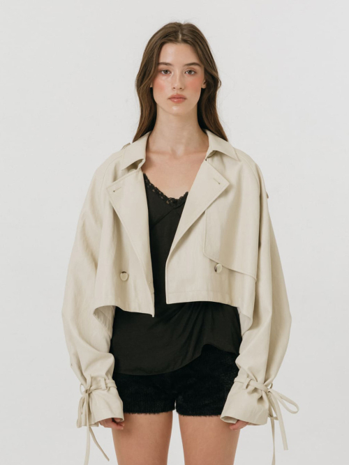 LEATHER STRAP TRENCH JACKET / IVORY