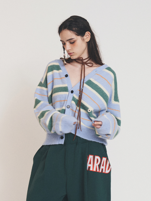 MULTI STRIPE CARDIGAN SKY BLUE