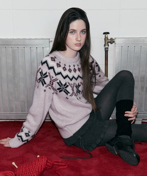 JACQUARD NORDIC WOOL KNIT PINK