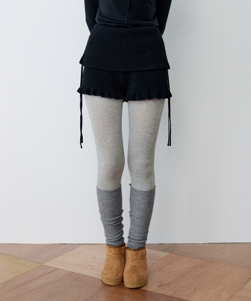 SHIRRING KNIT SHORT PANTS BLACK