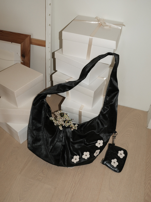 Bohemian floral hobo bag_black