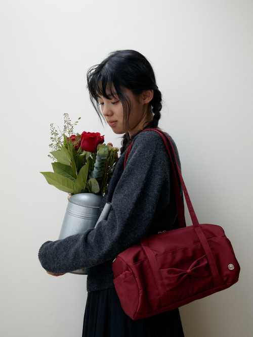 Fluffy ribbon bag_ruby red
