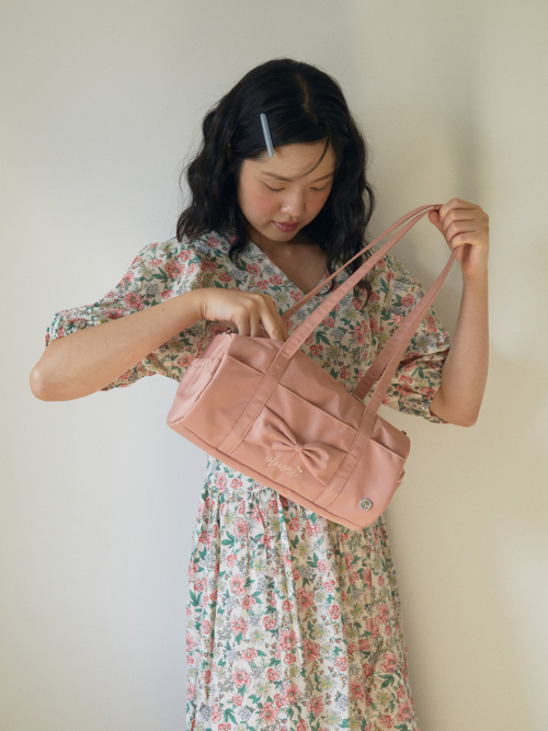 Fluffy ribbon bag_rose pink