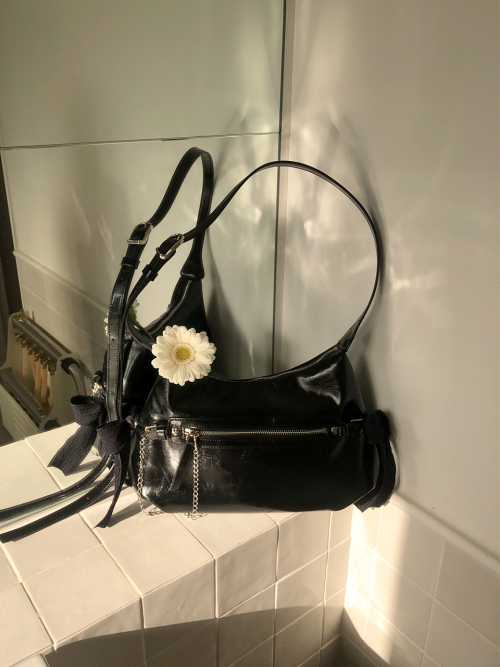 Belted ribbon bag_black
