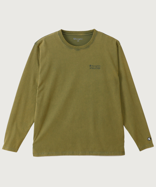 워싱 레귤러핏 애슬레틱 롱슬리브 티셔츠 Olive