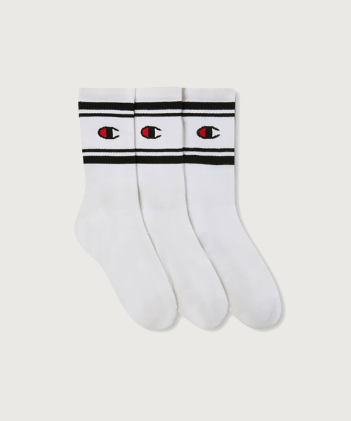 더블 스트라이프 풀랭스 삭스 3PACK White