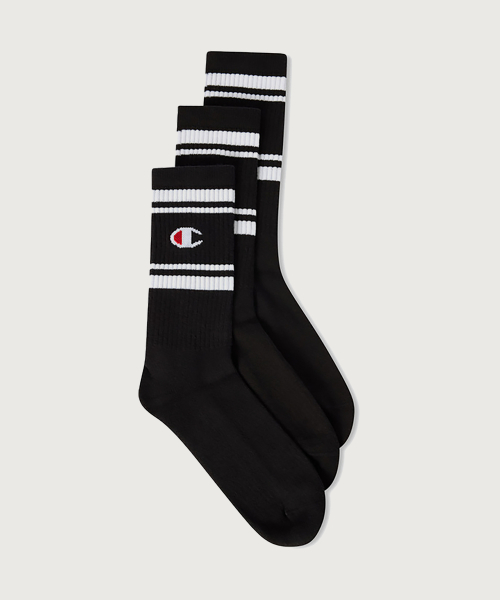 더블 스트라이프 풀랭스 삭스 3PACK Black