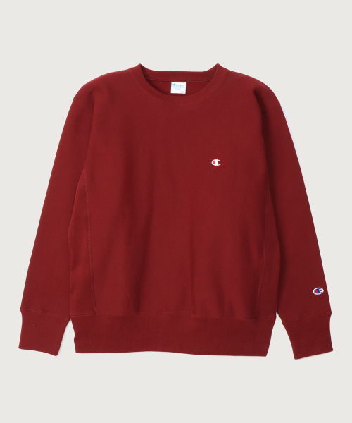 리버스위브 블루택 C로고 루즈핏 기모 스웨트셔츠 Burgundy