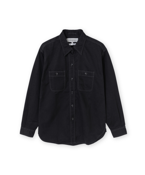 W Washed Work Shirt, Black