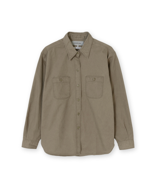 W Washed Work Shirt, Dark Beige