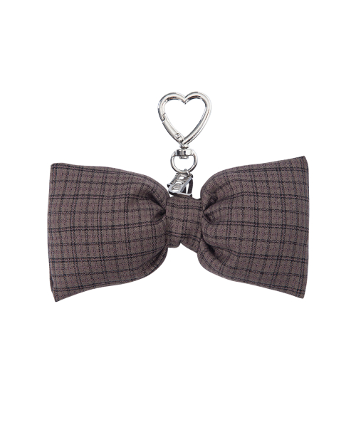 CHECK RIBBON KEYRING-BROWN