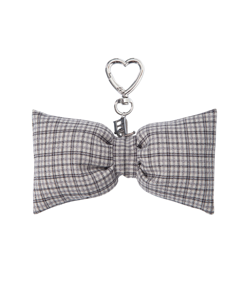 CHECK RIBBON KEYRING-GRAY