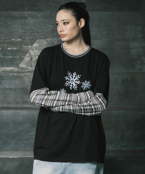 KNITTED LAYERED L/S BLACK