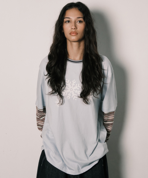 KNITTED LAYERED L/S LIGHT BLUE