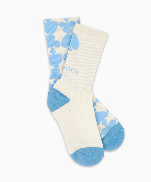 Tri / Triple Pattern Long Socks / Light Blue