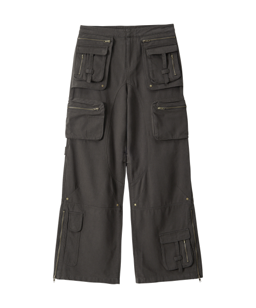 Lowrise Washed Curve Cargo Pants - KHAKI