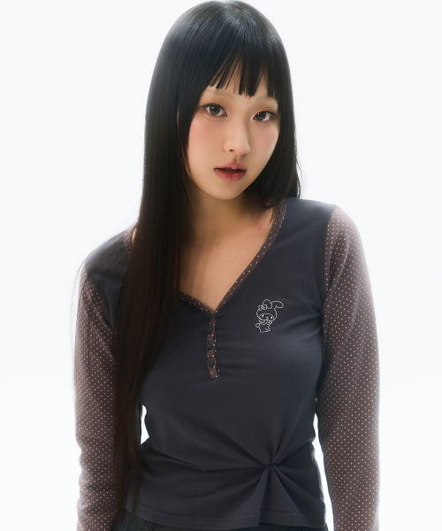 [MY MELODY] LONG SLEEVE TEE(CHARCOAL)