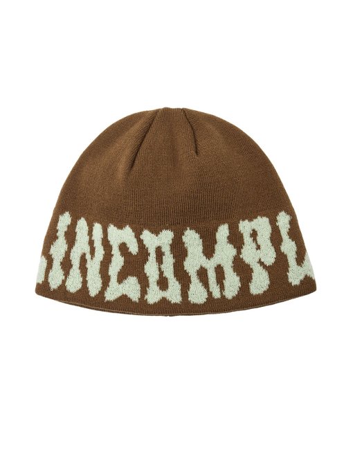 PomPom Logo Jacquard Beanie (Brown)