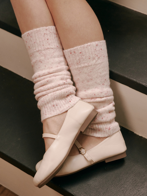 Dot Knit Leg Warmer (White)