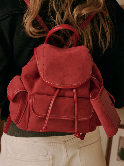 Nube Suede Mini Backpack (Red)