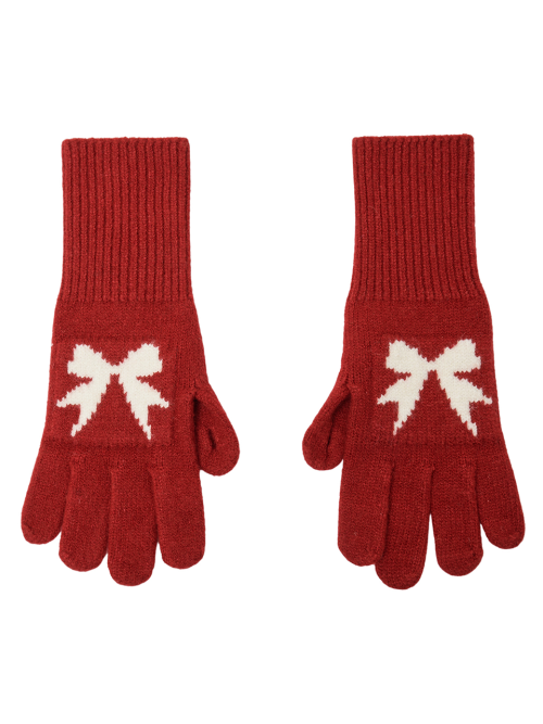 Ribbon Wool Gloves (Red)