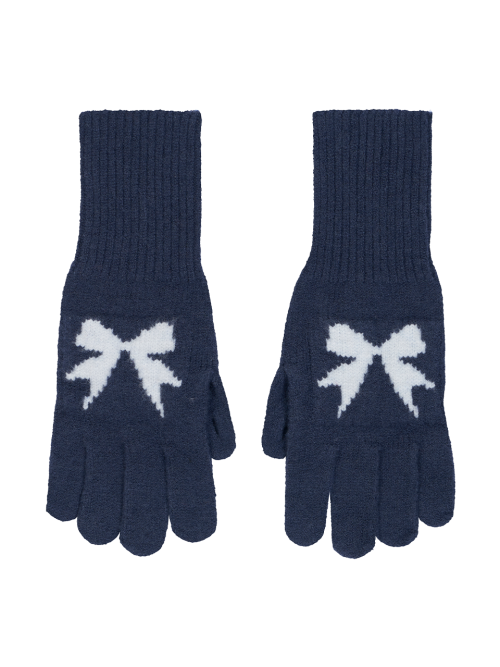 Ribbon Wool Gloves (Navy)