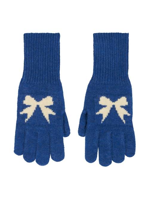 Ribbon Wool Gloves (Blue)