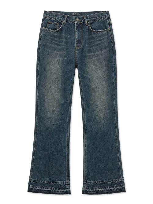 WASHED FLARE DENIM PANTS FOR MEN IN BLUE