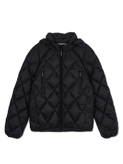 QUILTING HOODY LIGHTWEIGHT JUMPER IN BLACK