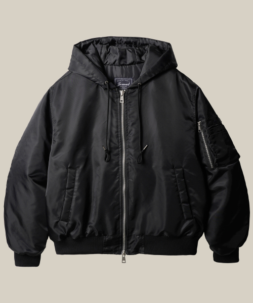 Flight Hoodie Bomber Jacket Black MMOT2669