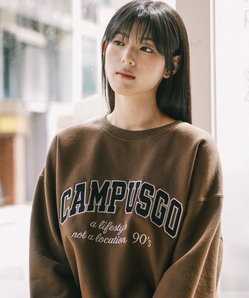 90s Campus Sweatshirts Khaki KJMT2664