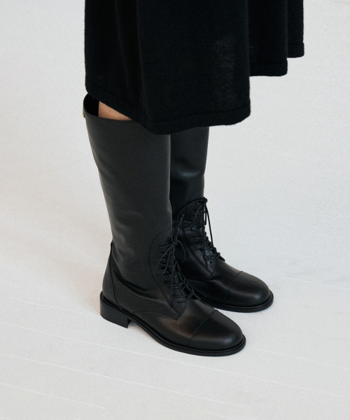KAMILLE LACE-UP LONG BOOTS (BLACK)