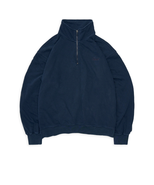 slouchy half-zip up in bleached navy