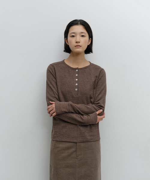 w. Waffle Henley Shirt (Mild brown)