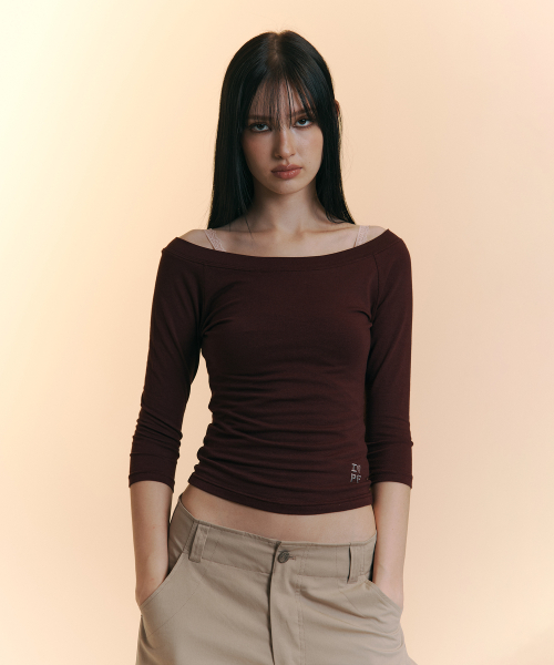 Zed Off-Shoulder Long Sleeve Top (Wine)