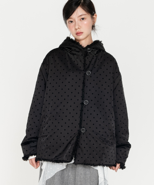 Dot Reversible Fur Jacket_Black