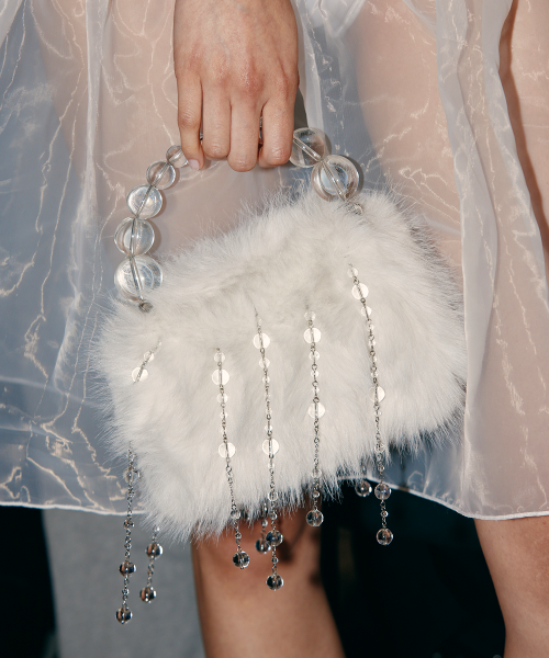 [X SUSAN FANG] FURRY BUBBLE RAIN BAG - WHITE