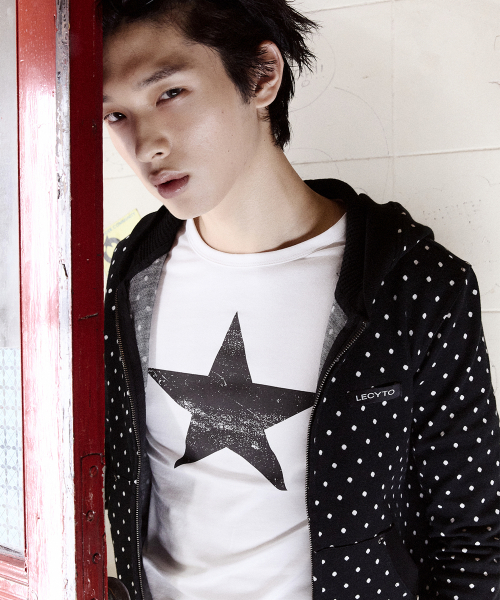 Polka Dot Hoodie Zip-Up_[Black]