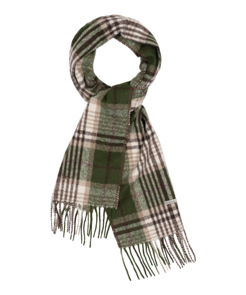 TCM mini logo check muffler (olive/beige)