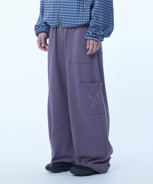 TCM cargo logo sweat pants (purple)