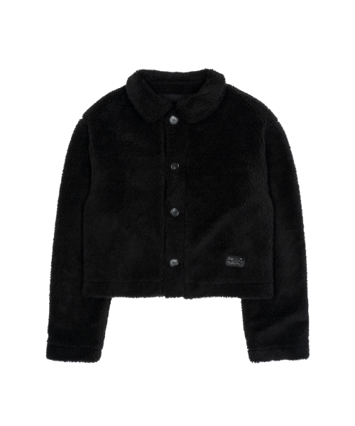 TCM reversible check fur jacket (black)