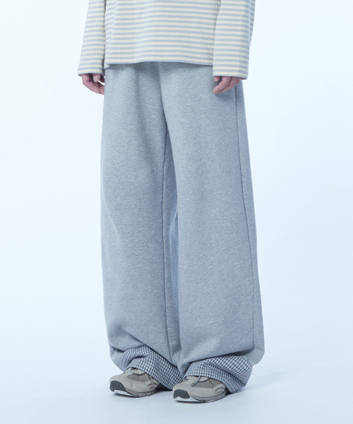 TCM hidden check sweat pants (melange grey)