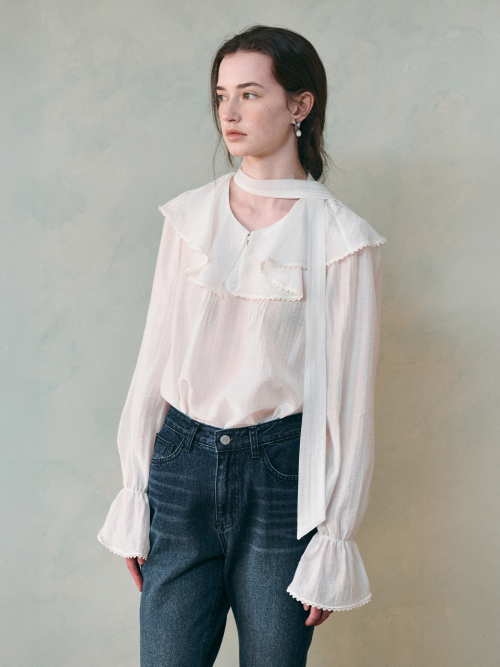ELENA frill tie blouse_WHITE