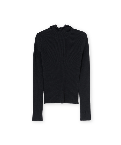 W Hood Knit, Black